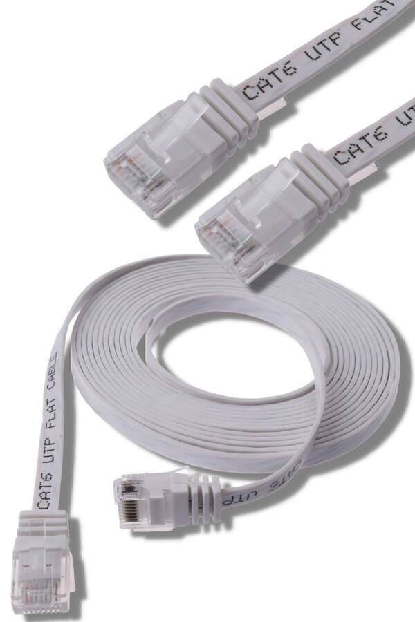 Beyaz Cat6 Yassı Ethernet (ağ) Kablosu 15 Metre - 2