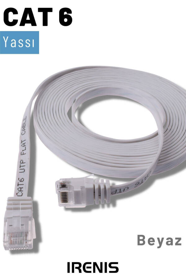 Beyaz Cat6 Yassı Ethernet (ağ) Kablosu 15 Metre - 6