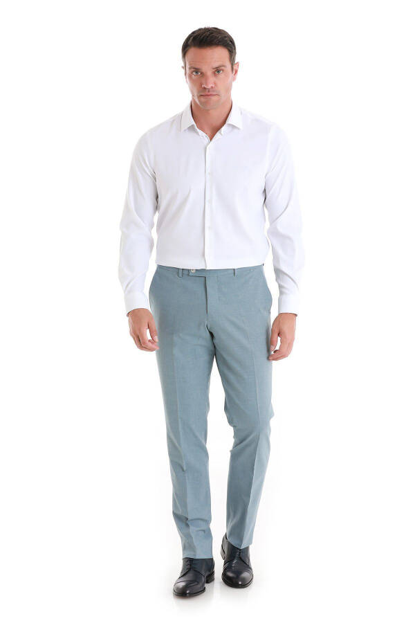 Beyaz Comfort Fit Düz Slim Yaka Uzun Kollu Gömlek - 2