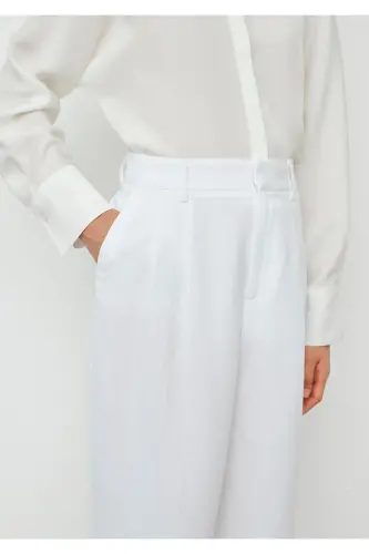 Beyaz Culotte Pantolon 1010781-70057 - Beyaz-70057 - 5