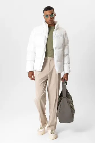 Beyaz Dik Yaka Kauçuk Şişme Mont-Beyaz - ANTIOCH (1)