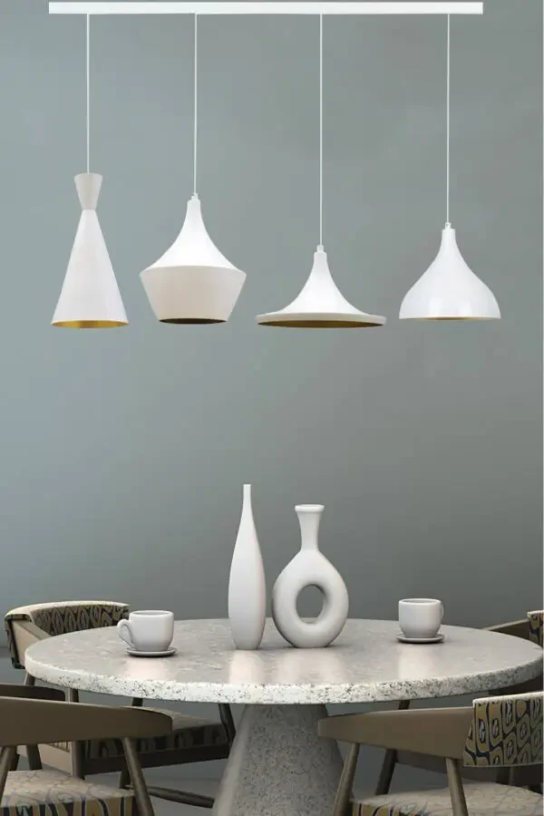 Beyaz Dörtlü Magna Avize Sarkıt Yemek Masaüstü Iç Mekan Pastane Ofis Dükkan Modern Restoran-Beyaz - 7