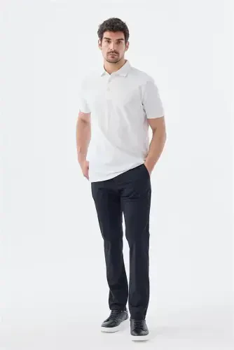 Beyaz Düğme Detaylı Slim Fit Polo Yaka T-Shirt - 2