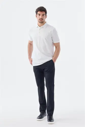 Beyaz Düğme Detaylı Slim Fit Polo Yaka T-Shirt - JAKAMEN (1)
