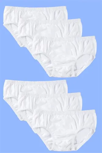 Beyaz Erkek Çocuk Külot 6'lı Paket %100 Pamuk - 1