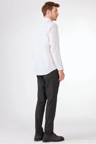 Beyaz Erkek Regular Fit Oxford Brent Düğmeli Yaka Uzun Kol Gömlek-BEYAZ - 3