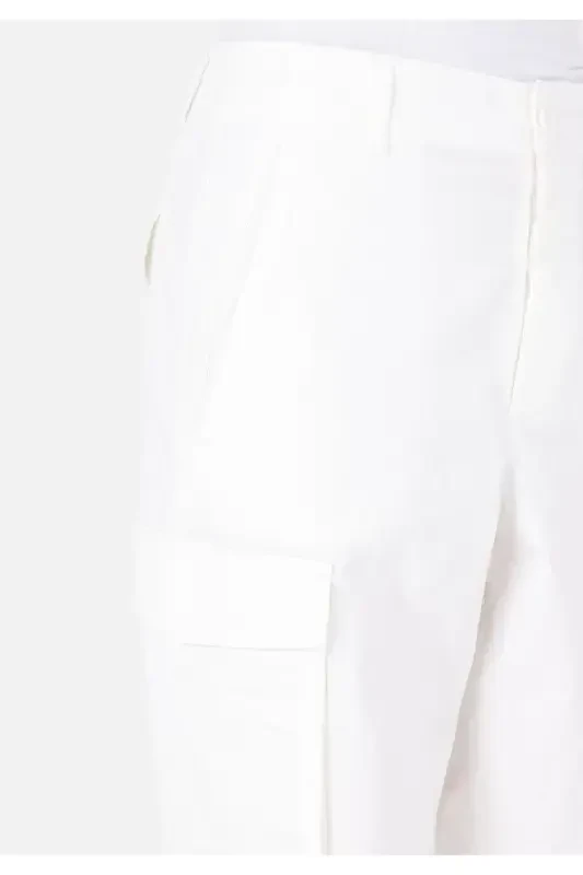 Regular Fit Yüksek Bel Geniş Paça Kadın Beyaz Pantolon - 5