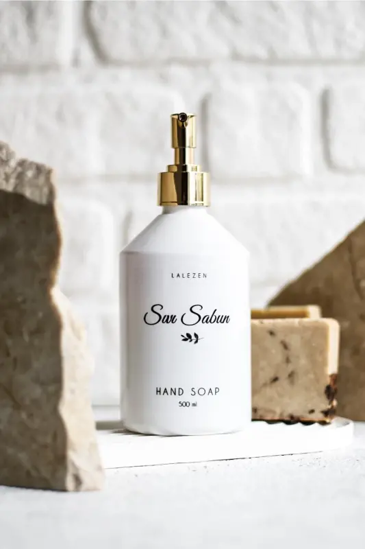 Beyaz Gold Kapaklı Sıvı Sabunluk 500 Ml Plastik - Gold sıvı - 1