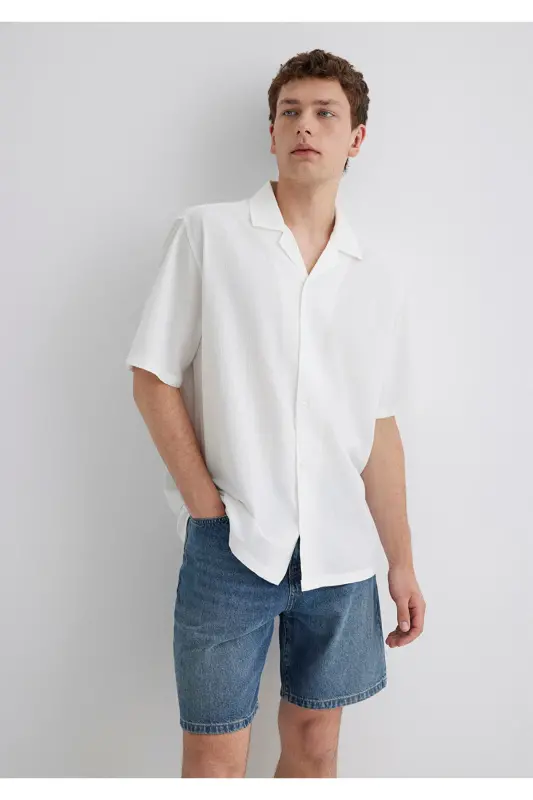 Beyaz Gömlek Loose Fit / Bol Rahat Kesim 0211519-70057-Beyaz - 3