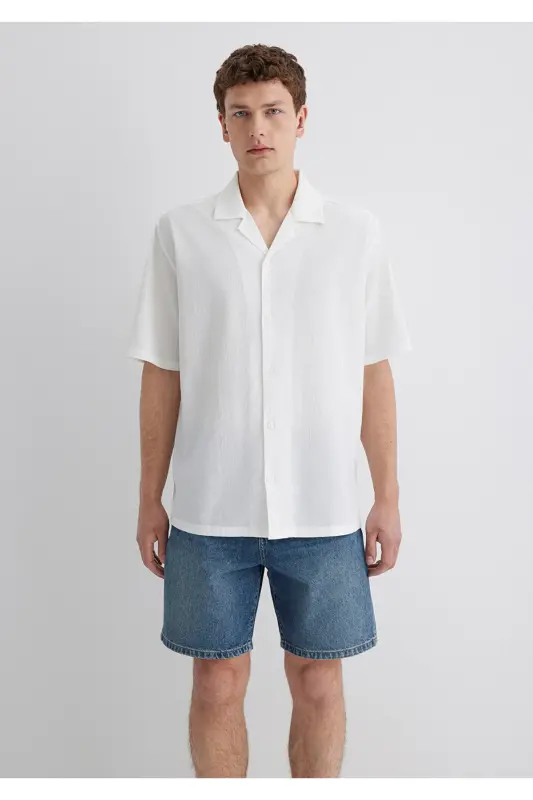 Beyaz Gömlek Loose Fit / Bol Rahat Kesim 0211519-70057-Beyaz - 4