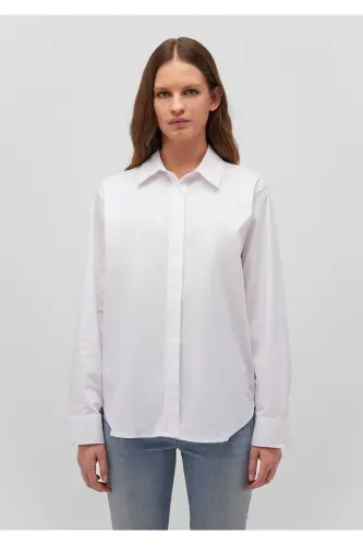 Beyaz Gömlek Loose Fit / Bol Rahat Kesim 1210943-620 - Beyaz-620 - 4