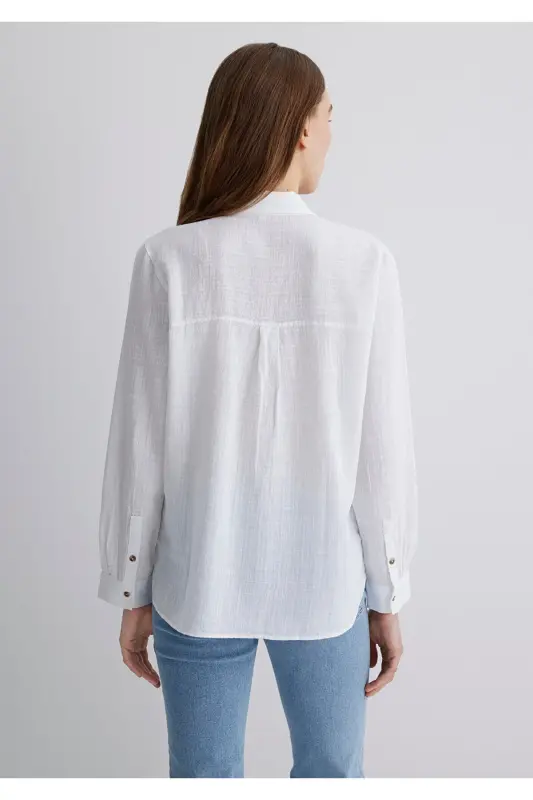 Beyaz Gömlek Loose Fit / Bol Rahat Kesim 1211114-620 - Beyaz-620 - 2