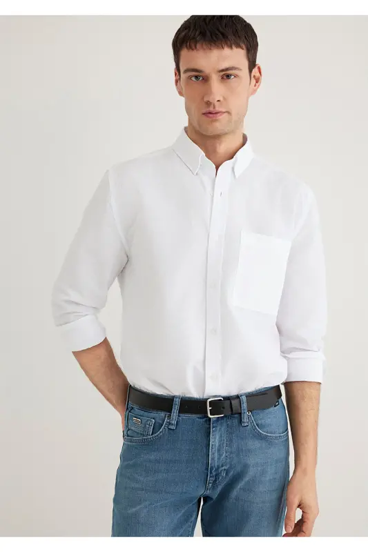 Beyaz Gömlek Regular Fit / Normal Kesim 0211527-620 - Beyaz-620 - 1