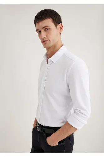 Beyaz Gömlek Slim Fit / Dar Kesim 0211583-620 - Beyaz-620 - 3