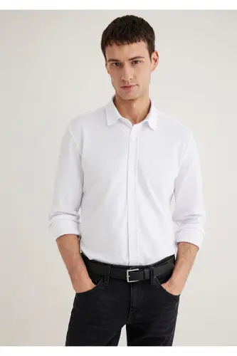Beyaz Gömlek Slim Fit / Dar Kesim 0211583-620 - Beyaz-620 - 4