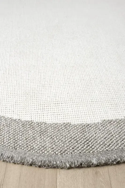 Beyaz Gri Yumuşak Daire Yuvarlak Halı Salon Mutfak Koridor Yolluk Dokuma Makine Halısı 0020 DAİRE-Beyaz 45 - 2