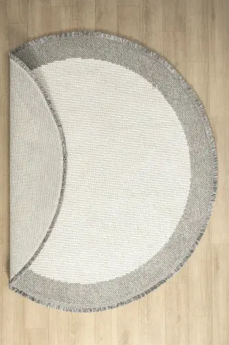 Beyaz Gri Yumuşak Daire Yuvarlak Halı Salon Mutfak Koridor Yolluk Dokuma Makine Halısı 0020 DAİRE-Beyaz 45 