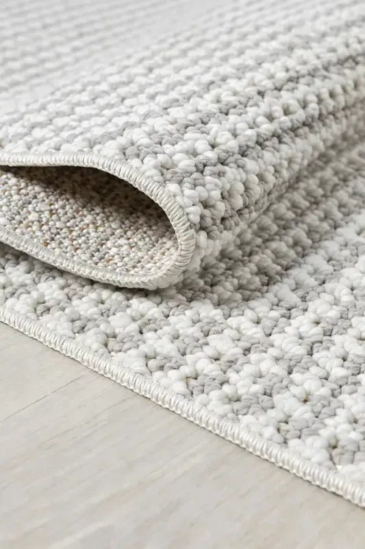 Beyaz Gri Yumuşak Dokulu Halı Kilim Salon Mutfak Koridor Yolluk Dokuma Makine Halısı 0014-Açık Gri - 5