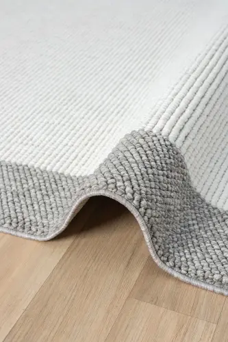 Beyaz Gri Yumuşak Dokuma Halı Bordürlü Salon Mutfak Koridor Yolluk Dokuma Makine Halısı 0020 - Beyaz 44 - 3