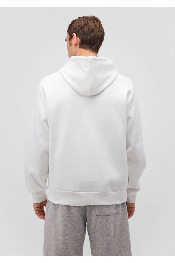 Kapüşonlu Fermuarlı Beyaz Basic Sweatshirt 0s10277-70057-Beyaz - 4