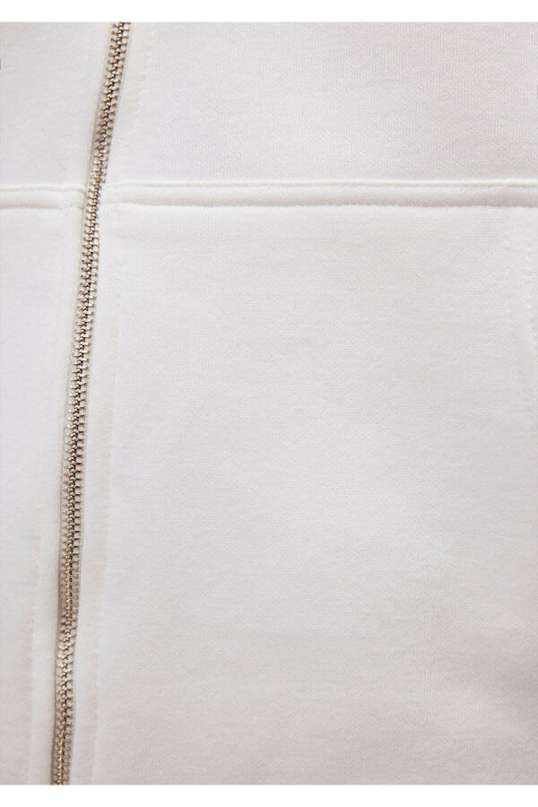 Kapüşonlu Fermuarlı Beyaz Basic Sweatshirt 0s10277-70057-Beyaz - 7