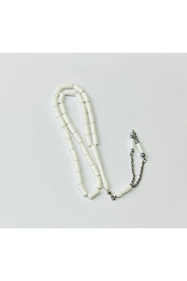 Beyaz Kesme Kesim Toz Kehribar Tesbih - 1