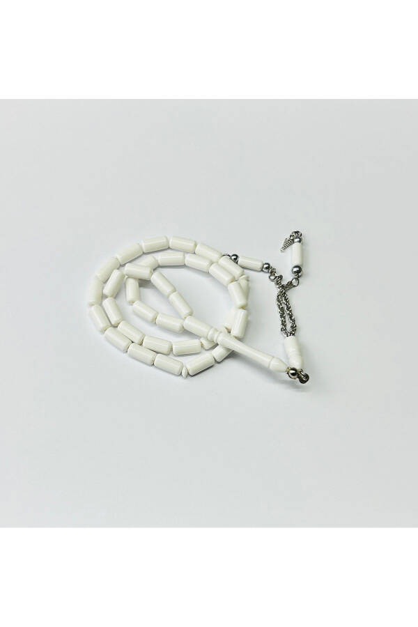 Beyaz Kesme Kesim Toz Kehribar Tesbih - 2