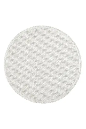 Beyaz Krem Yumuşak Dokulu Yuvarlak Halı Kilim Mutfak Koridor Yolluk Dokuma Makine Halısı 007 DAİRE - Beyaz 7 - 6
