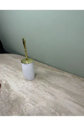 Beyaz Mermer Banyo Seti - beyaz gold - 3