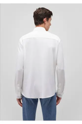 Beyaz Örme Gömlek Slim Fit / Dar Kesim 0211107-620 - Beyaz-620 - 5