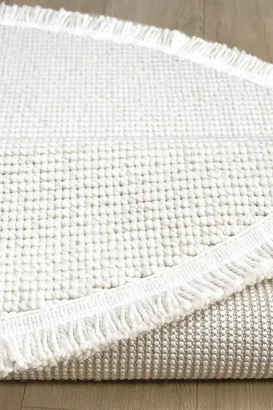 Beyaz Oval Dokuma Halı Salon Oturma Odası Yatak Odası Koridor Yolluk Halısı BEYAZ OVAL-Beyaz 10 - 5