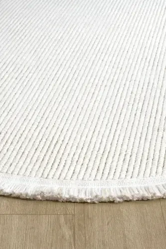 Beyaz Oval Dokuma Halı Salon Oturma Odası Yatak Odası Koridor Yolluk Halısı BEYAZ OVAL-Beyaz 10 - 8