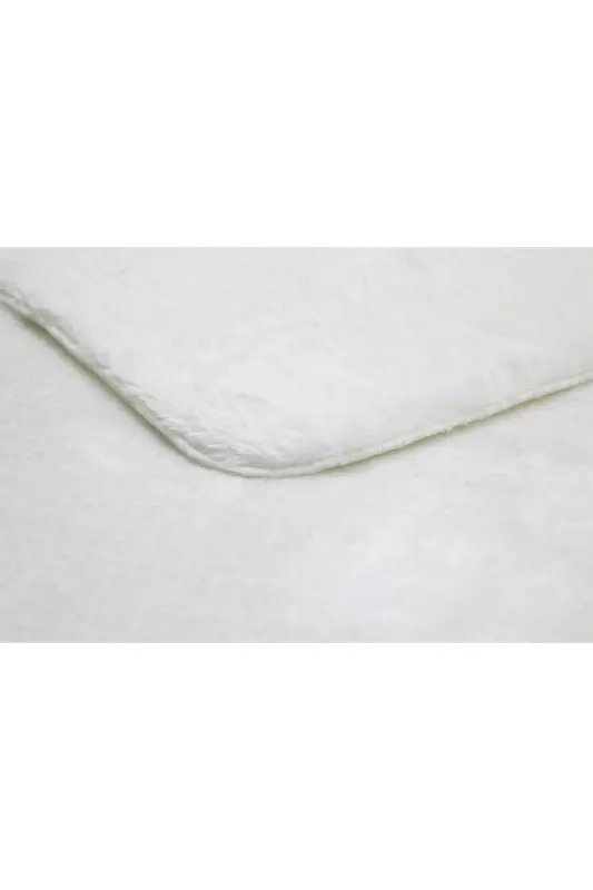 Beyaz Oval Post Halı Peluş Yumuşak Kaymaz Dot Taban Antibakteriyel - Beyaz - 5