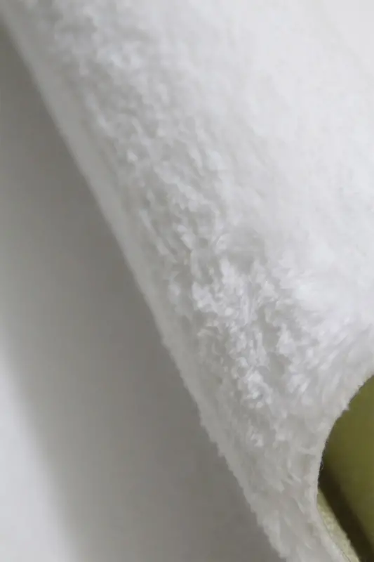 Beyaz Oval Post Halı Peluş Yumuşak Kaymaz Dot Taban Antibakteriyel - Beyaz - 6