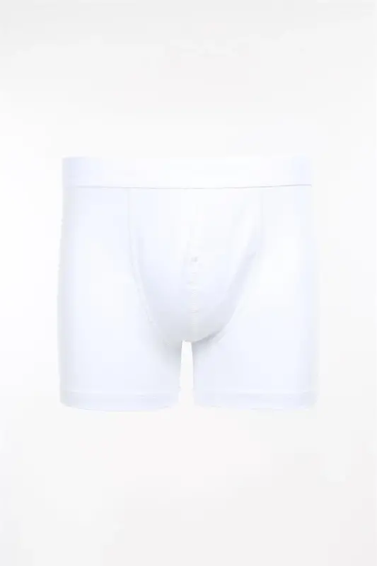 Beyaz Pamuklu Esnek Kumaş Düz Boxer - JAKAMEN