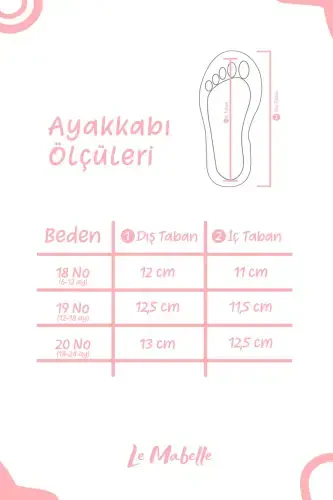 Beyaz Pullu Fiyonklu Deri Kız Bebek Makosen-Beyaz - LE MABELLE (1)