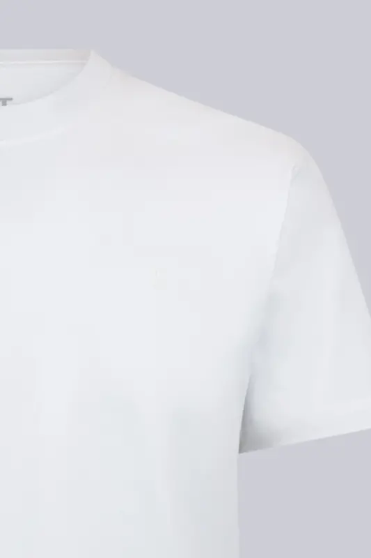 Beyaz Regular Fit Bisiklet Yaka Pamuklu Basic Tişört - Beyaz - 3