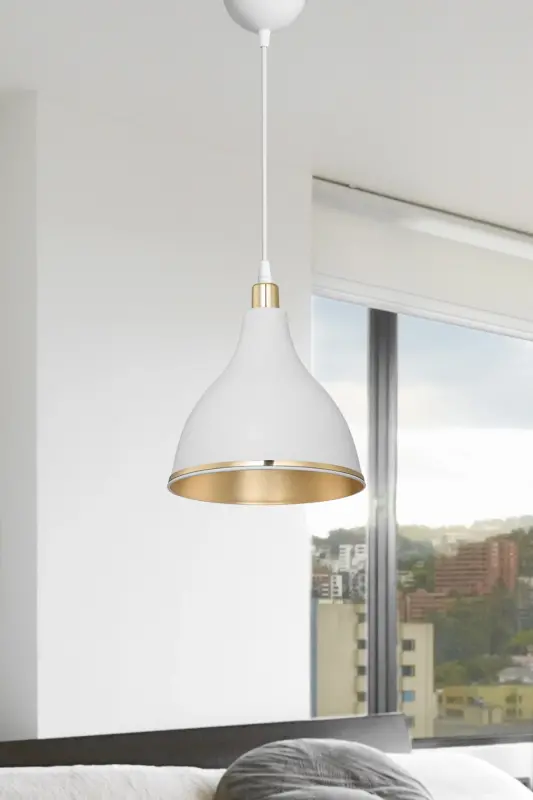 Beyaz Sarkıt Avize Yatak Odası Salon Mutfak Koridor Lamba Içi Gold-Beyaz - AG LIGHTDESIGN
