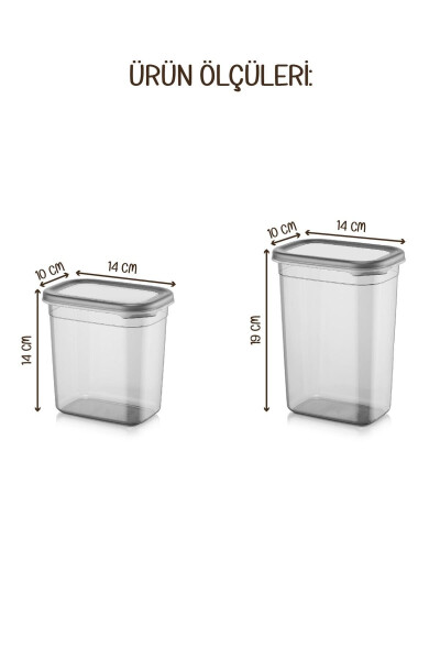 Beyaz Serigrafi Etiketli 10lu Peggy Dikdörtgen Saklama Kabı Seti 5x(1500-1150 Ml) Antrasit - 8