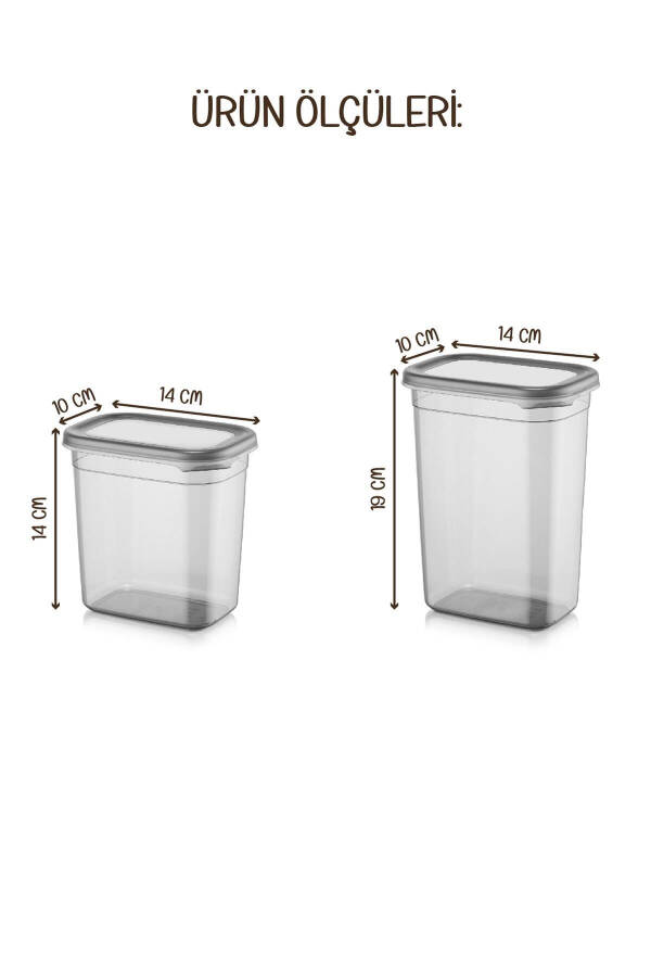 Beyaz Serigrafi Etiketli 10lu Peggy Dikdörtgen Saklama Kabı Seti 5x(1500-1150 Ml) Antrasit - 8