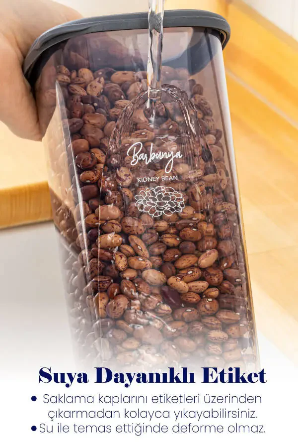 Beyaz Serigrafi Etiketli 10lu Peggy Dikdörtgen Saklama Kabı Seti 5x(1500-1150 Ml) Antrasit-Antrasit - 2