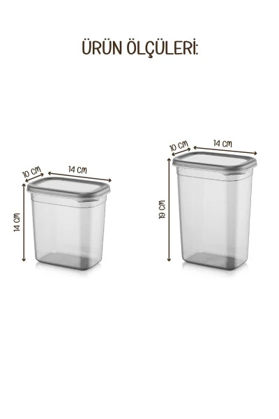 Beyaz Serigrafi Etiketli 10lu Peggy Dikdörtgen Saklama Kabı Seti 5x(1500-1150 Ml) Antrasit-Antrasit - 8