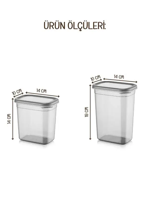 Beyaz Serigrafi Etiketli 10lu Peggy Dikdörtgen Saklama Kabı Seti 5x(1500-1150 Ml) Antrasit-Antrasit - 8