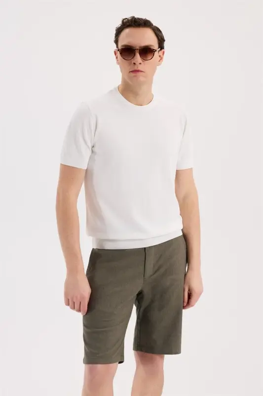 Beyaz Slim Fit Bisiklet Yaka Rayon T-Shirt - JAKAMEN