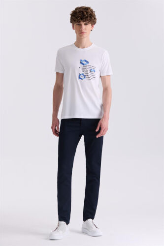Beyaz Slim Fit Bisiklet Yaka T-Shirt - Modazone (1)