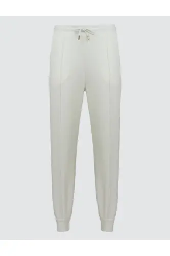 Beyaz Yüksek Bel Dar Paça Cepli Jogger Pantolon-Beyaz - 7