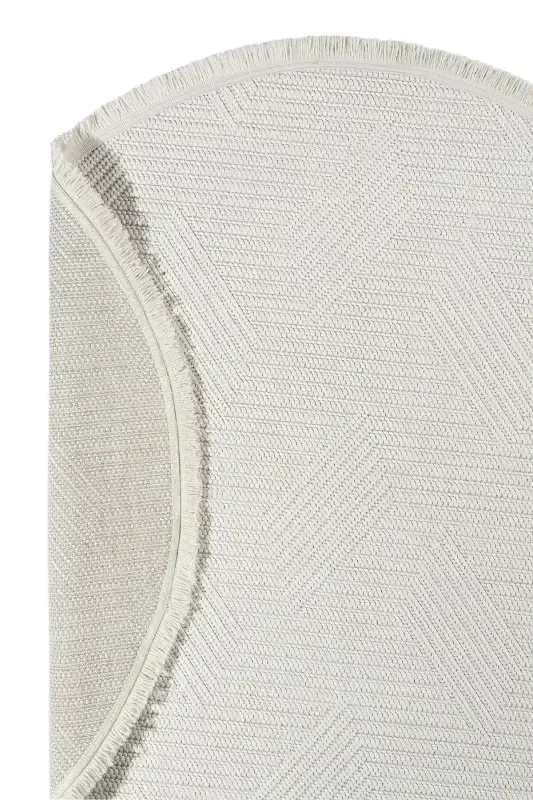 Beyaz Yumuşak Dokulu Daire Halı Kilim Salon Mutfak Koridor Yolluk Dokuma Makine Halısı 001 DAİRE-Beyaz 3 - 5