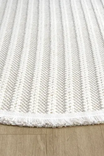 Beyaz Yumuşak Dokulu Daire Halı Kilim Salon Mutfak Koridor Yolluk Dokuma Makine Halısı 004 DAİRE - Beyaz 2 - 3