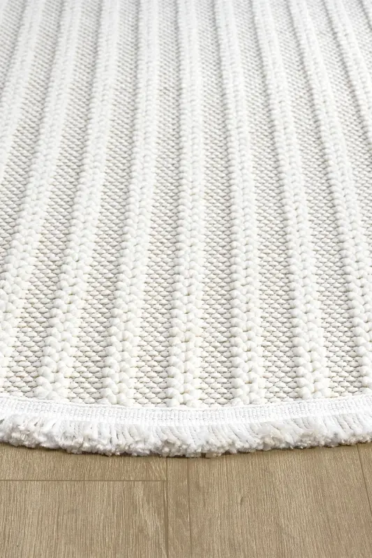 Beyaz Yumuşak Dokulu Daire Halı Kilim Salon Mutfak Koridor Yolluk Dokuma Makine Halısı 004 DAİRE - Beyaz 2 - 3