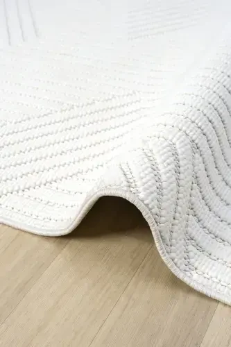 Beyaz Yumuşak Dokulu Halı Kilim Salon Mutfak Koridor Yolluk Dokuma Makine Halısı 001-Beyaz 1 - 3